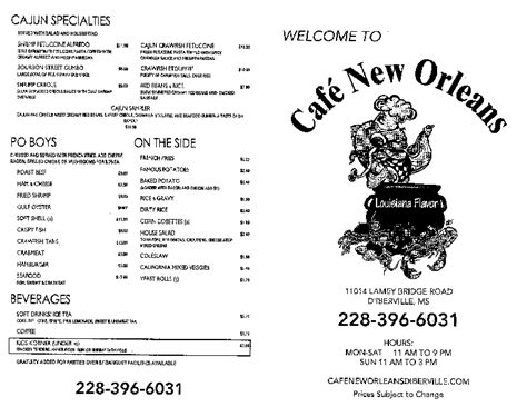 Oyster soup. . Cafe new orleans diberville menu